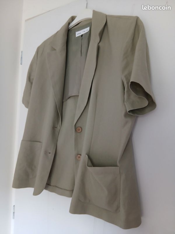 Veste blazer vert d eau manche courte Vêtements