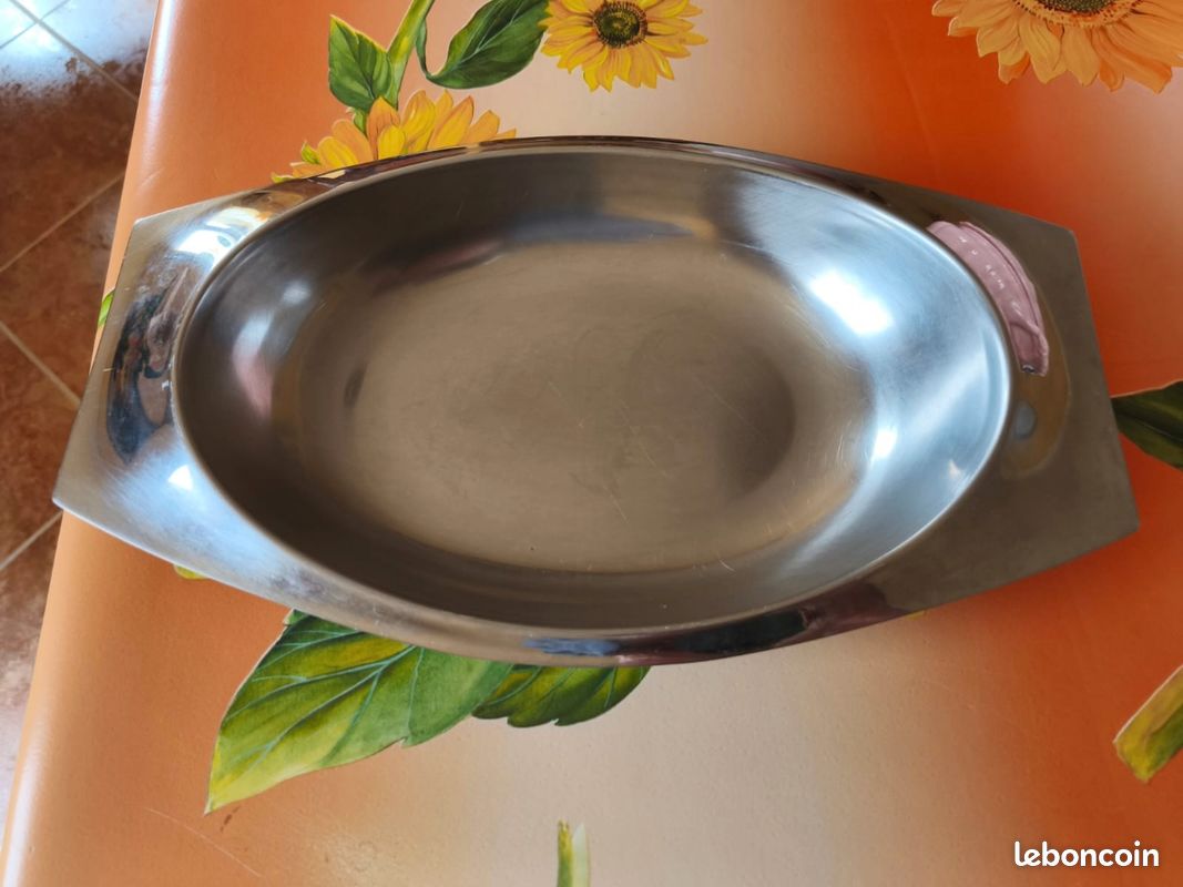 Plat De Service Vintage En Inox 20x12.5cm - Fabrication Française Années 60-70