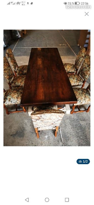 Table bois massif avec 7 chaises (image 2)