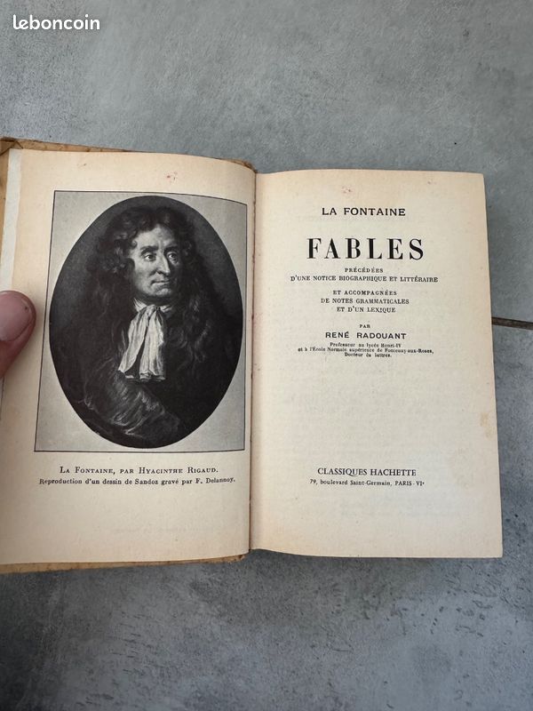 Fables de La Fontaine - Classiques Hachette - édition Radouant - livre ancien (image 3)