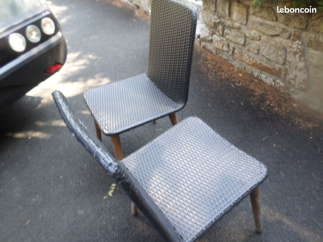 2 Chaise tissé pied bois (image 1)