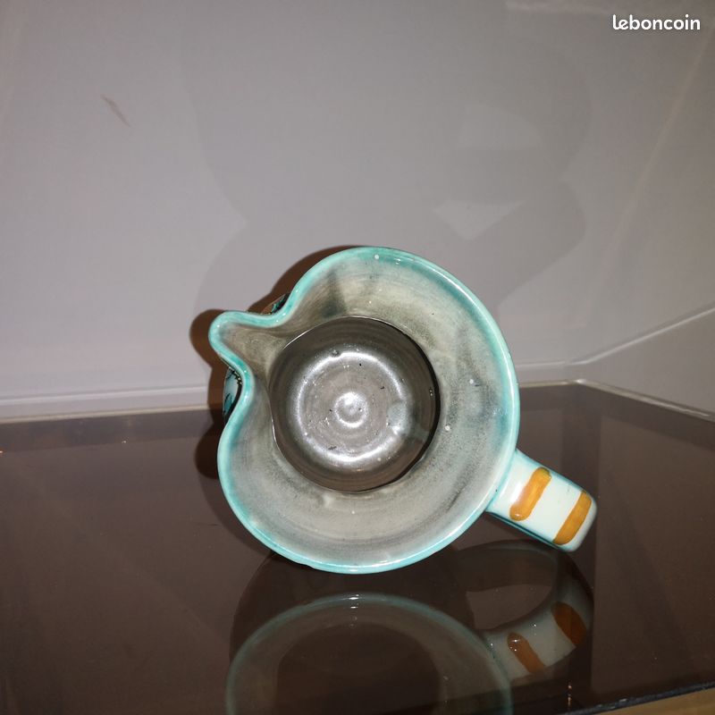 Pichet Ancien LUSTUCRU – Pot à Lait En Céramique Bleue – Vintage Déco