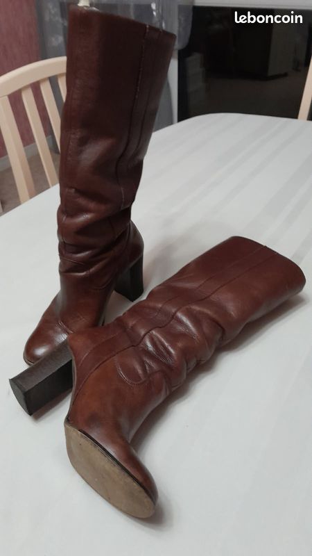 Bottes cuir couleur cannelle (image 2)