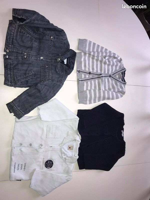 Lot de 3 gilets et un blouson en jean 18 mois (image 1)