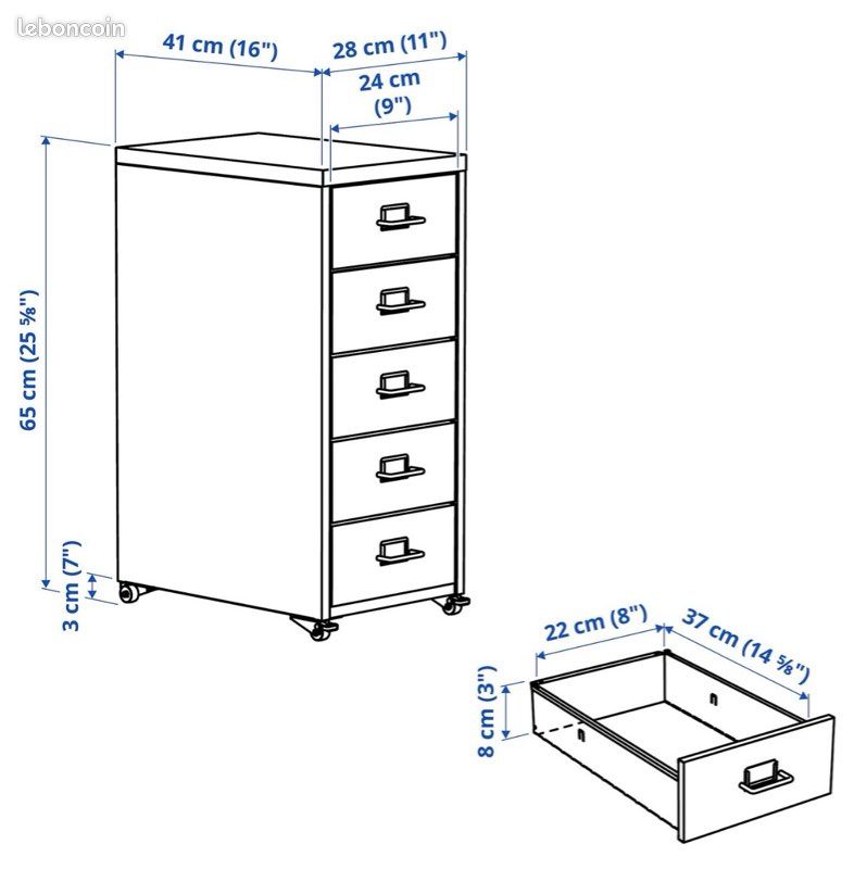 Caisson 6 tiroirs métallique Blanc IKEA (image 2)