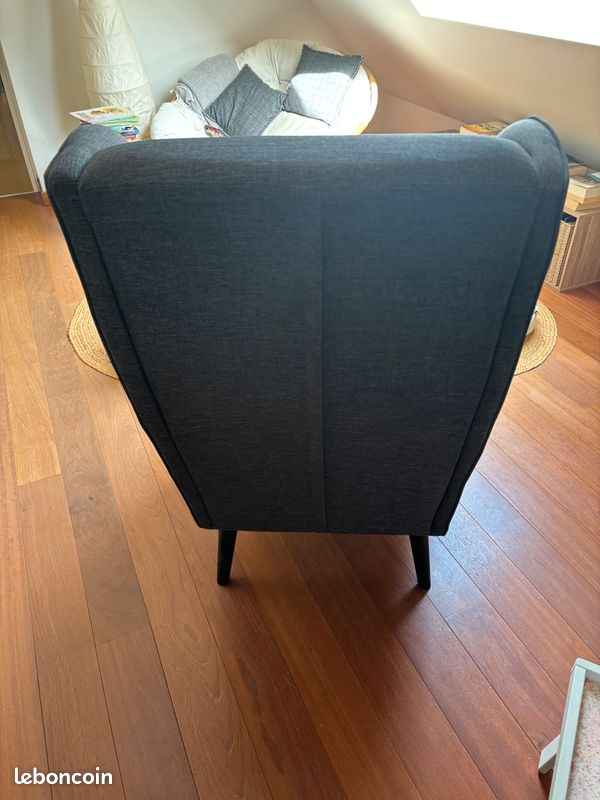 À vendre fauteuil salon en tissu gris anthracite (image 2)