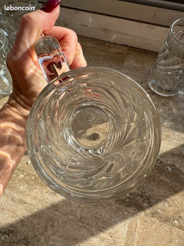 Chope à Bière Vintage - Verre Taillé - Reims France Années 70 - Capacité 25 Cl - Collection Art Déco