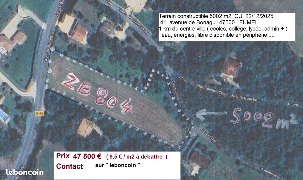 Terrain à bâtir constructible Fumel 5000 m2 47 500 · 47 500 €