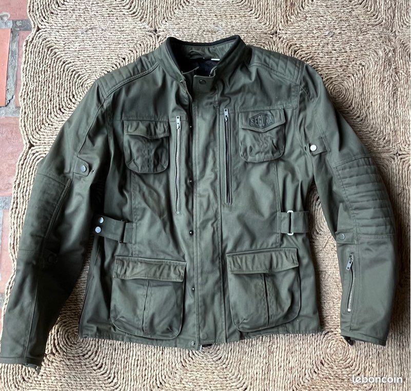 Blouson moto Segura Bora kaki XL dorsale Protect Flex – état