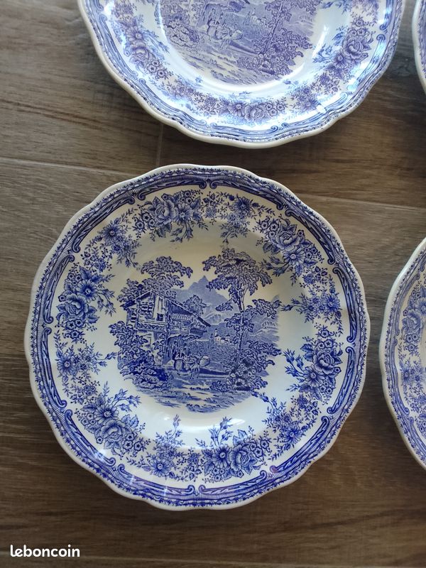 4 assiettes creuse grand feu luneville modele the cottage (image 2)