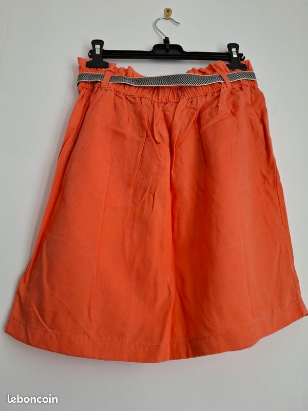 Jupe Orange été Femme Taille 8 - Style Skater - Coton - Occasion Très Bon état