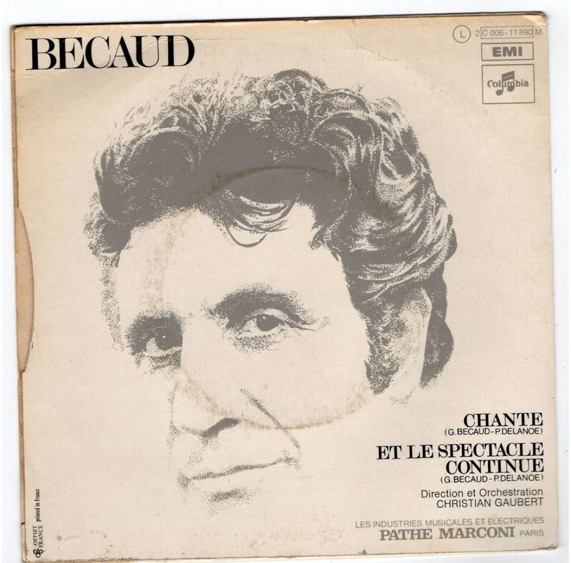 Vinyle 45T (SP-2 titres) - Gilbert BECAUD - Chante - Et Le Spectacle continue (image 2)