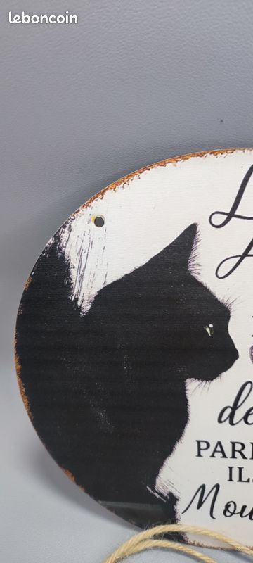 20cm Décoration chat bois rétro | Citation "Les Anges" (image 5)