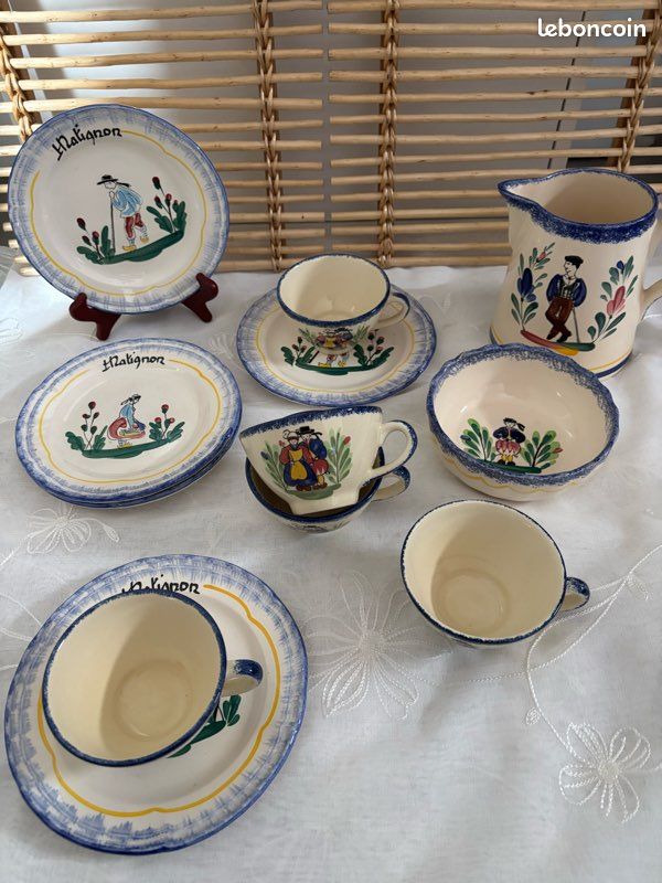 DINETTE DE POUPEE - SOUPIERE En FAIENCE DE QUIMPER Vers 1930 Champcueil