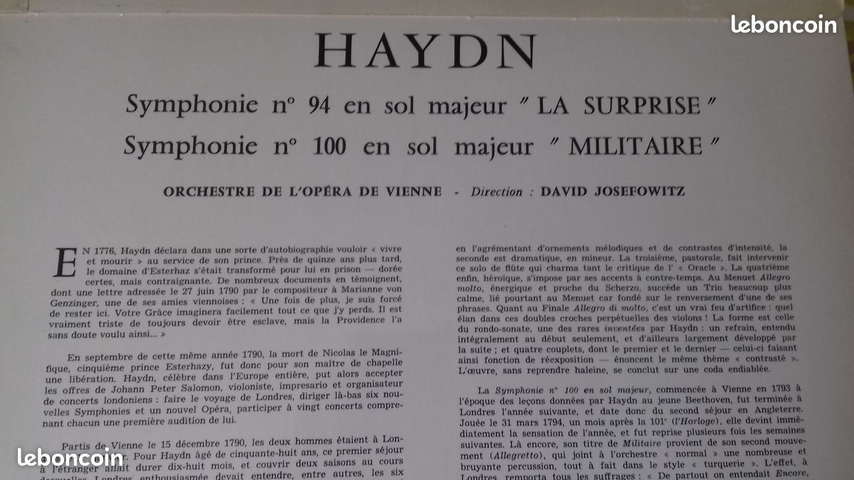 Vinyl Haydn symphonies 100 et 94 (image 2)