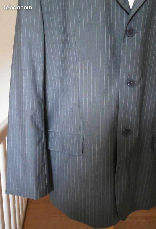 Costume homme gris clair à rayures taille XXL (veste taille 60 et pantalon taille 52) en très bon état n°1140 (image 7)
