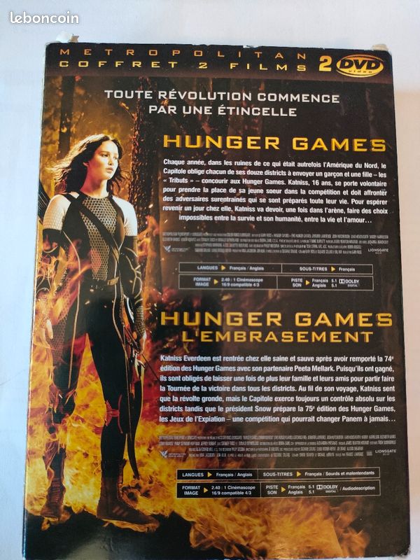 Coffret 2 dvd Hunger Gammes et Hunger Gammes L'Embrasementt (image 2)