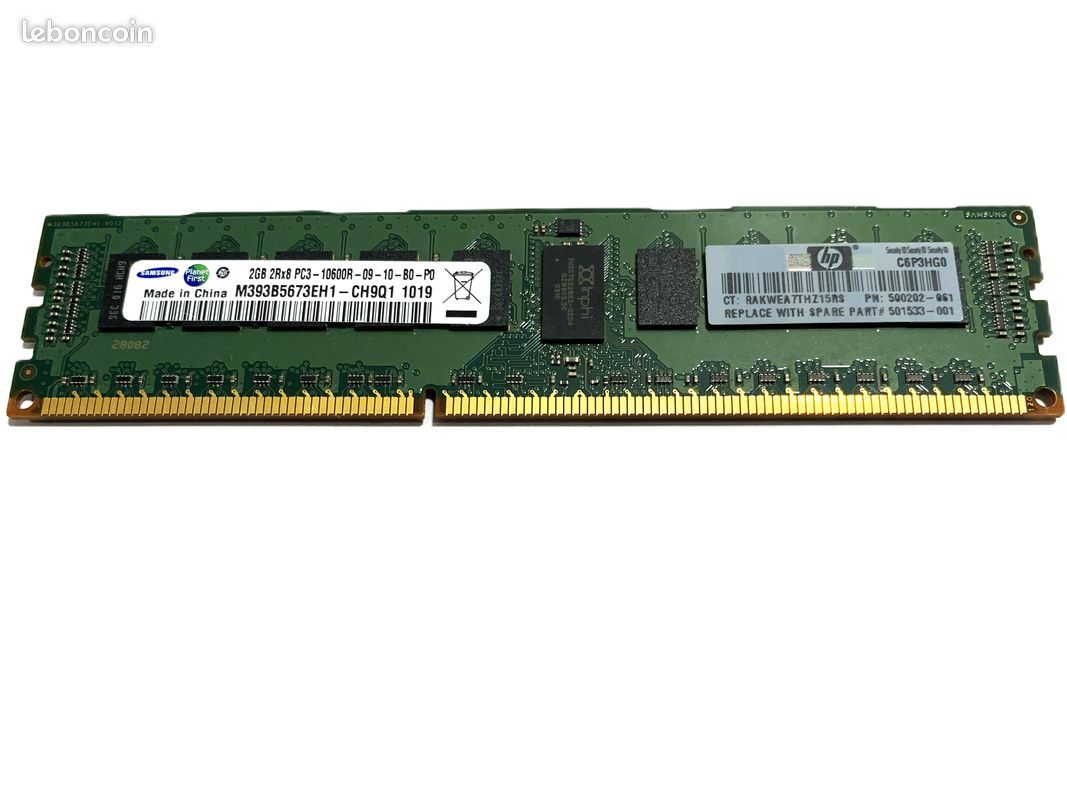 RAM Serveur A-Tech 2 Go DDR3 PC3-10600E – ECC UDIMM, 1333MHz, équivalent HP 500670-B21