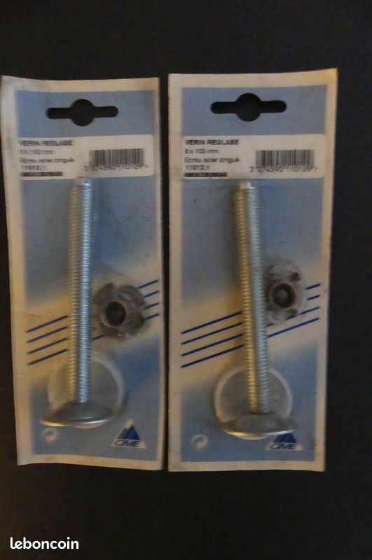 Lot de 2 vérins réglables pour meuble 8x100mm (image 1)
