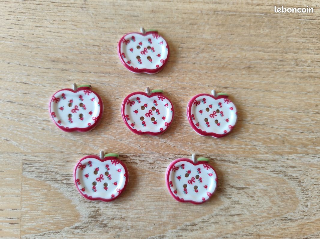 Lot De 4 Boutons Anciens Rose Pomme Pour Enfants - Super Mignons, Idéal Pour Customiser !