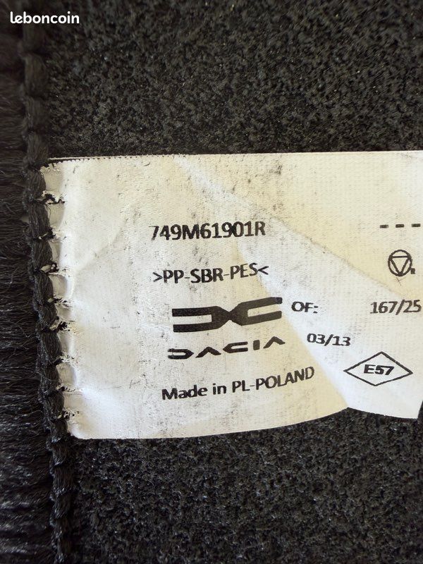 Tapis de sol d’origine marque Dacia pour Duster 3 modèle 2024/2026 (image 3)