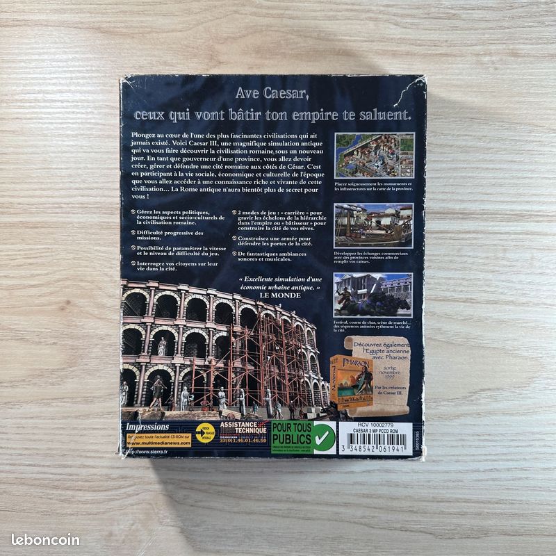 Jeu PC Caesar III – Big Box Sierra En Version Française Complète, Bon état