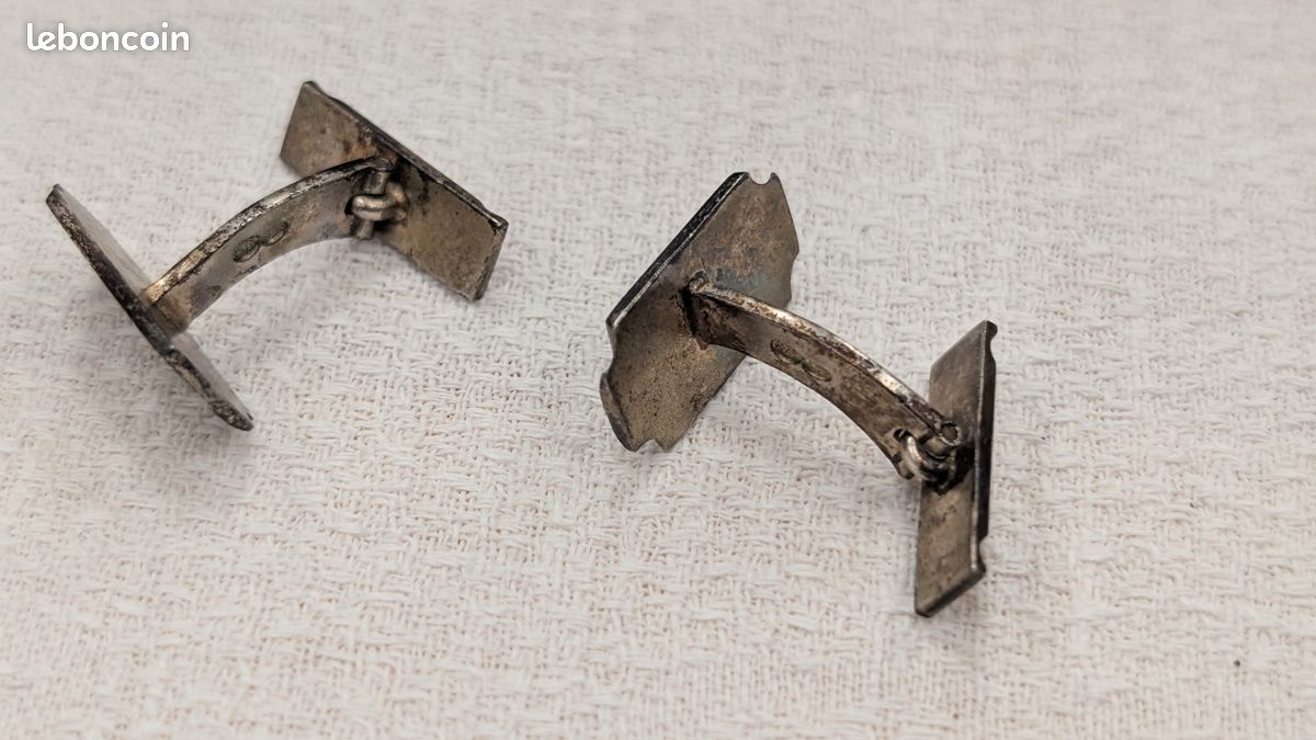 Boutons De Manchette Vintage En Argent 875 Et Ambre Baltique - Marque Top Amber - Très Bon État