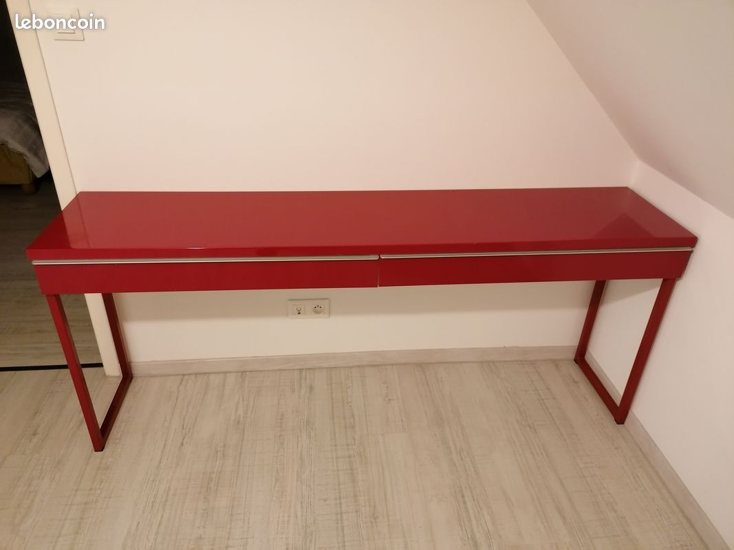 Bureau bois/métal rouge (image 1)