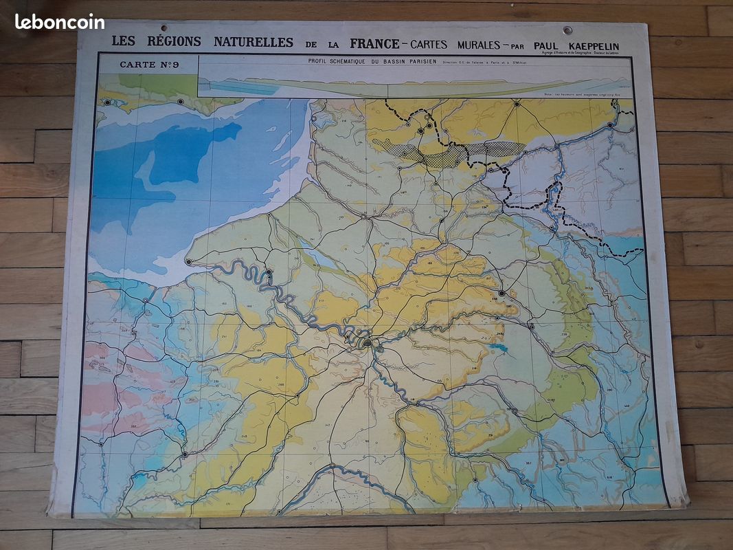 PS2 Ancienne carte scolaire Hatier Les régions naturelles de France - N°9 -9Bis (carte double) Bassin Parisien par Paul Kaeppelin (image 13)