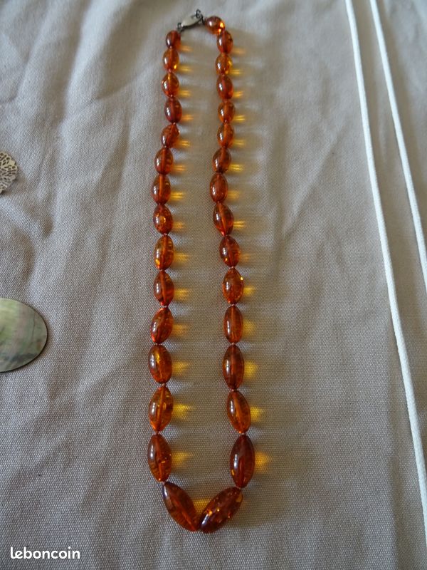 Collier Vintage Années 60/70 - Pâte De Verre Et Métal Doré, Occasion