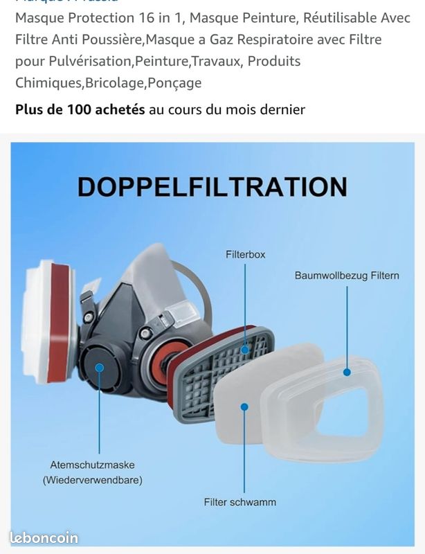 Masque A2p3 ZXICH Masque De Volume Réutilisable Avec Filtre Pour La Protection Masque A Gaz Chimique Nucléaire