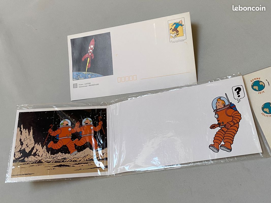 Collector enveloppe pré-timbrée TINTIN "On a marché sur la lune" NEUF vintage 1999 (image 1)