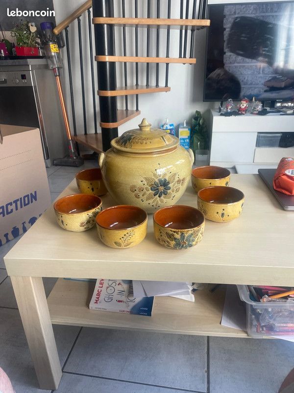 4 bols vintage de céréales à soupe Bolta, bols en imitation bois - France