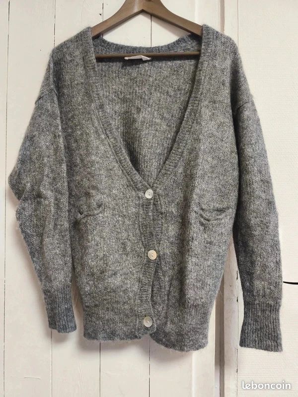 Indigo profond | Cardigan à col V - Femme - Lin mélangé | WoolOvers FR
