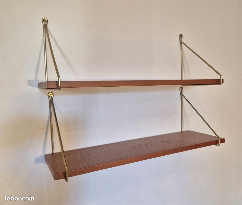 Paire d'étagères en teck, Vintage Scandinave 1960s (image 5)
