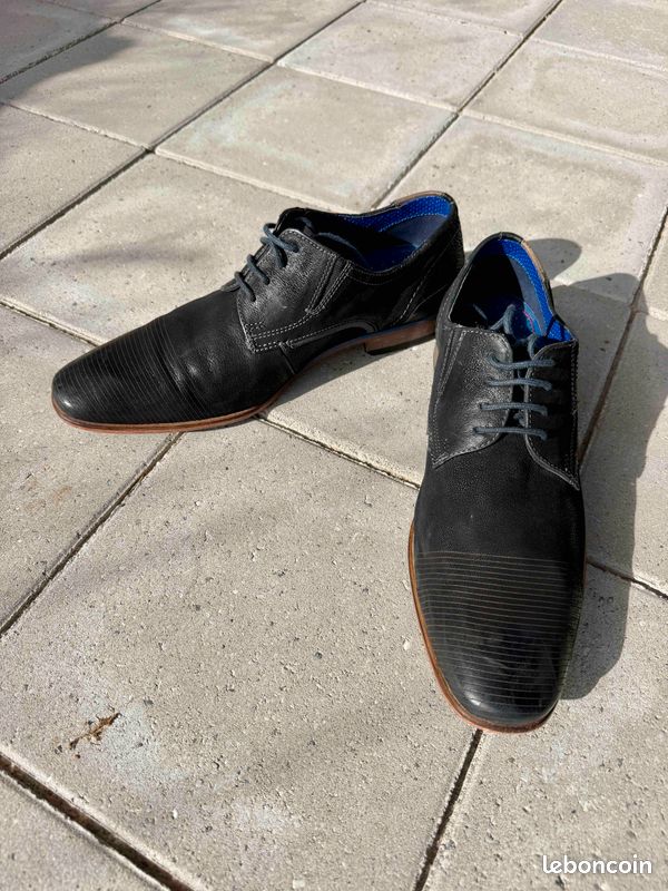 Chaussures cuir bleu foncé Bugatti (image 1)
