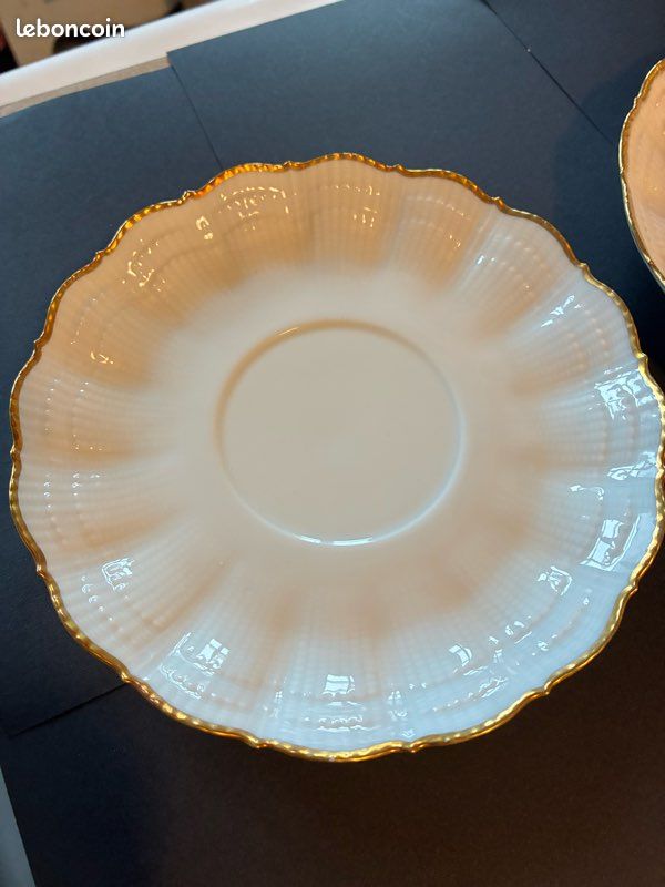 Soucoupes petites assiettes bord doré Giraud porcelaine de Limoges (image 6)