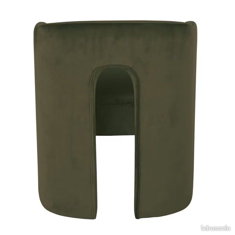 Chess - Fauteuil de table en velours vert kaki (image 2)