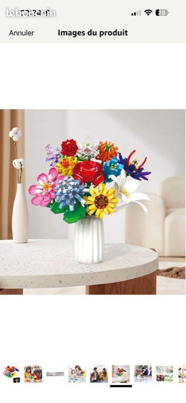 Bouquet de Fleurs à Construire, 10 Fleurs Artificielles, 1070 Pièces
