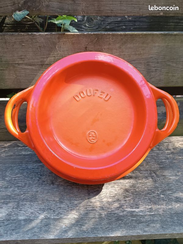 Lot Le Creuset : Cocotte Fonte 23 Cm Orange + Petit Plat 16 Cm - Très Bon état - Compatible Induction