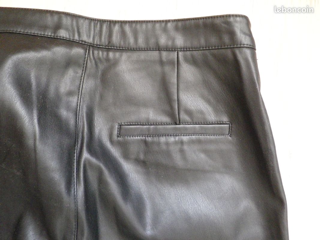 Pantalon simili cuir noir "Mango MNG", taille 34 (image 6)