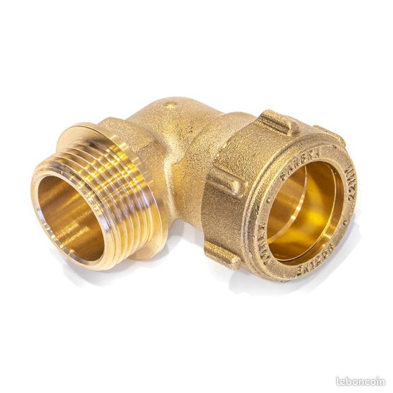 Raccord de serrage en cuivre - Raccord coudé DVGW - Angle 90° AG (22 x 3/4") (image 1)