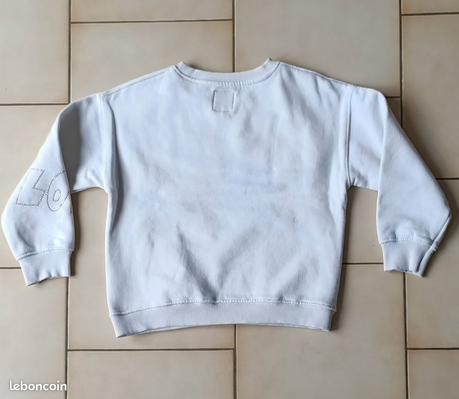 Pull Zara Fille 10 Ans Gris Coton – Col Rond Avec Slogan – Manches Longues