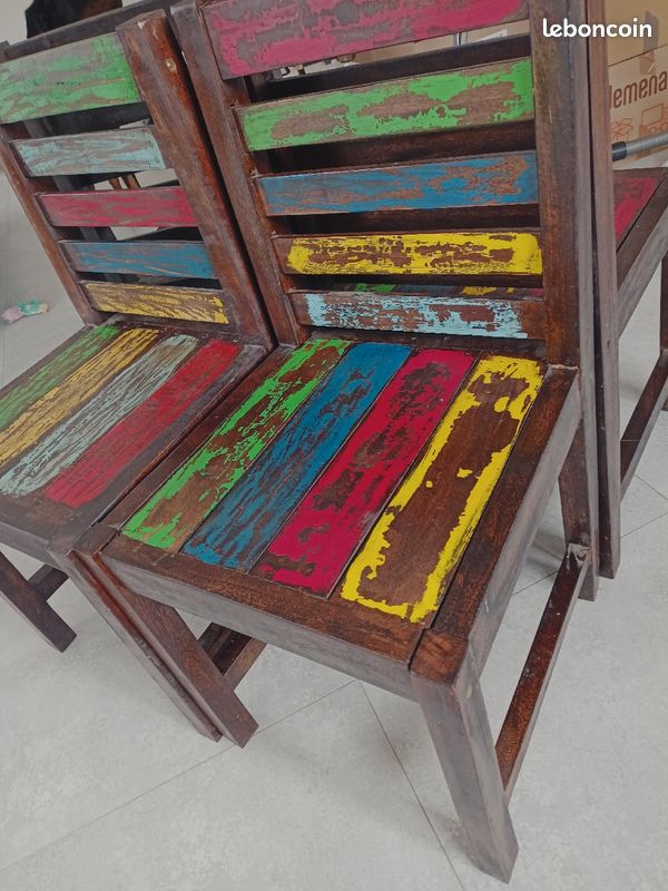 Chaises bois colorées (image 2)