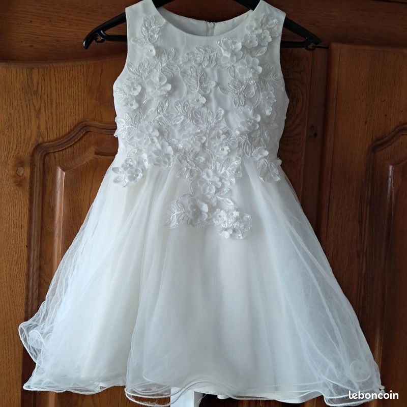 Robe Fille 6 Ans - Verte, Manches Longues, Polyester/coton, Occasion Très Bon état
