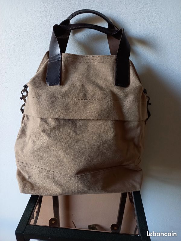 Grand sac fourre-tout toile détails cuir (image 2)
