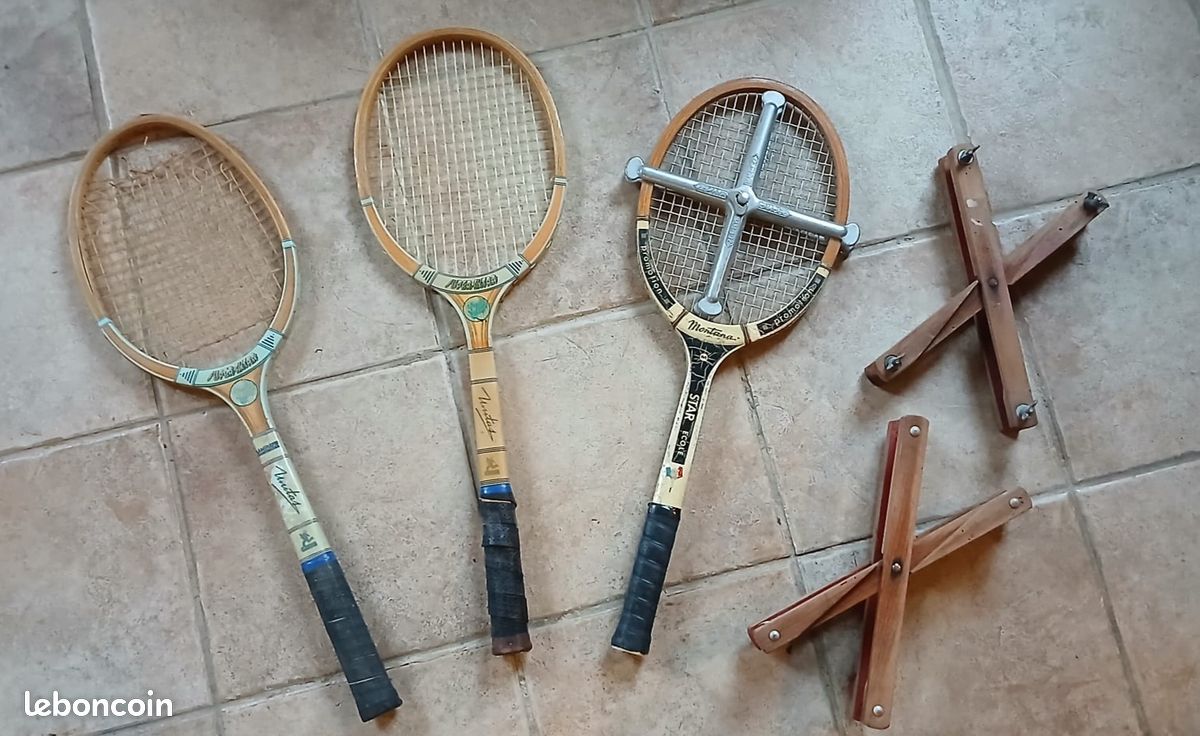 Raquette de tennis en bois - Ancienne raquette de tennis en bois vintage - Ben