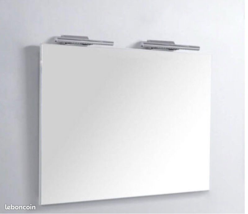 Très grand miroir avec éclairage 140x100haut TBE (image 1)