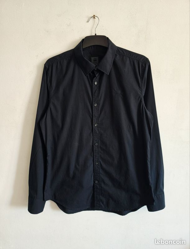 Chemise G-Star Raw noire manches longues, logo discret taille XL slim ( L/XL ) (image 1)