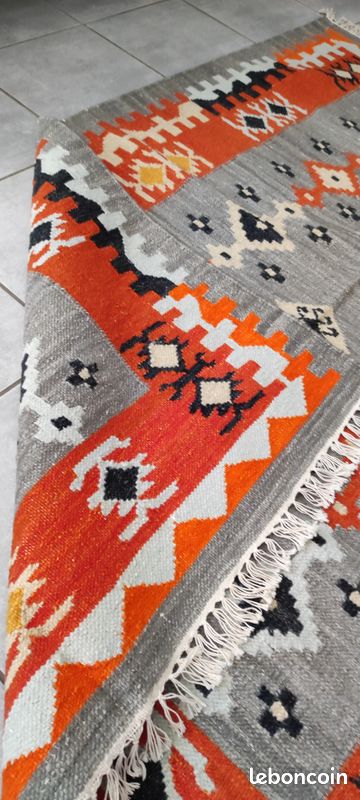 Tapis Kilim - 125x185 - Fait Main - INDE - Neuf (image 3)